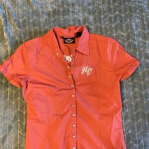 HD Red Short Sleeve Button-Up Shirt